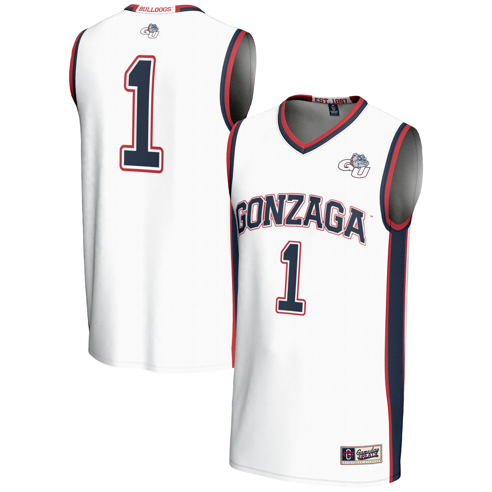 Gozags Shop - male gameday greats 1 white gonzaga bulldogs lightweight basketball jersey Collection | Gonzaga Bulldogs Fan Essentials