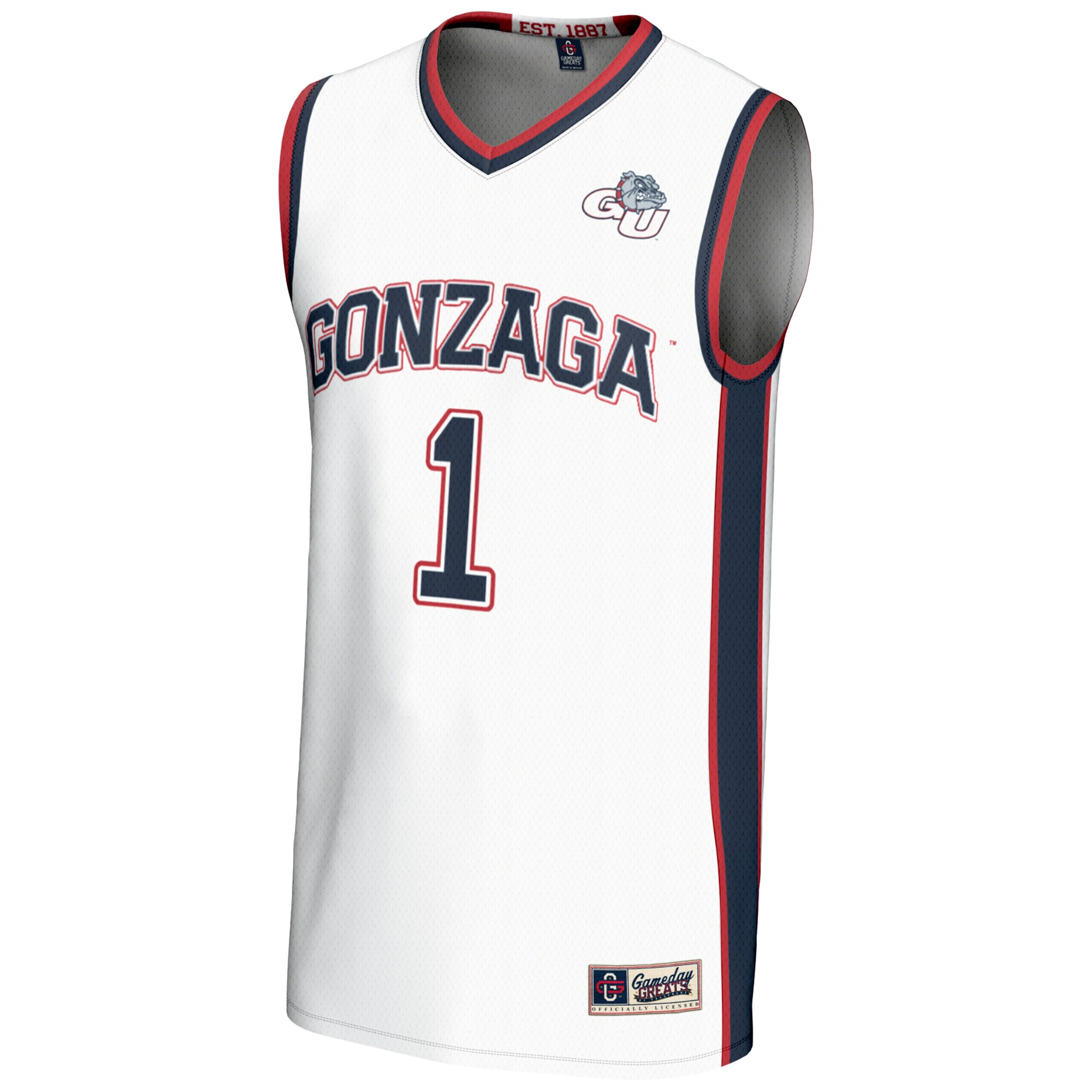 Gozags Shop - male gameday greats 1 white gonzaga bulldogs lightweight basketball jersey Collection | Gonzaga Bulldogs Fan Essentials