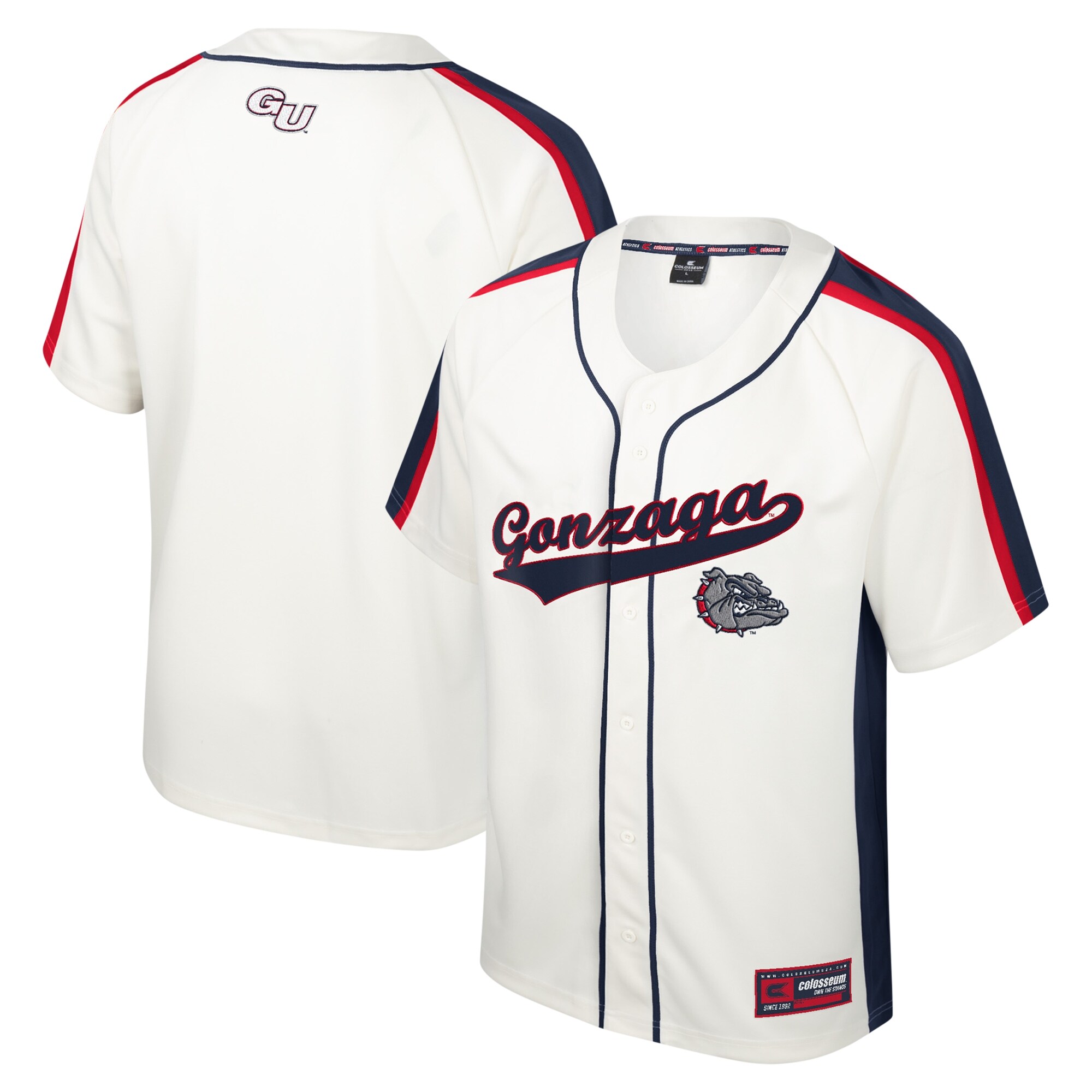 Gozags Shop - men8217s colosseum cream gonzaga bulldogs ruth button-up baseball jersey Collection | Gonzaga Bulldogs Fan Essentials