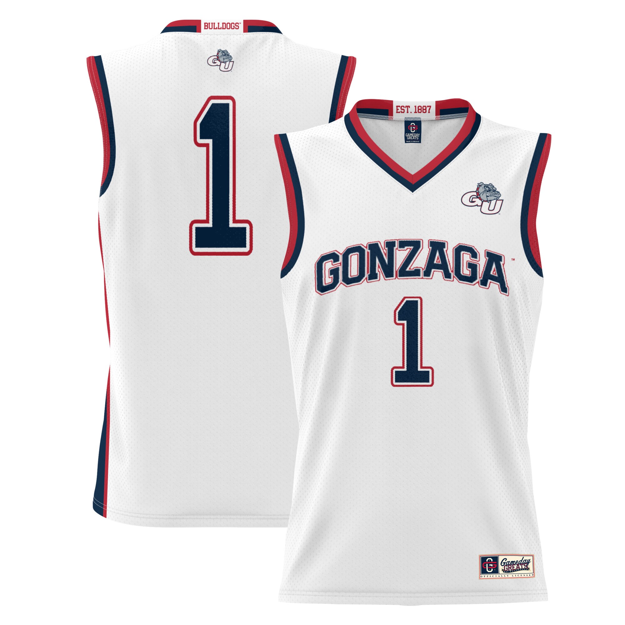 Gozags Shop - youth gameday greats white 1 gonzaga bulldogs lightweight basketball jersey Collection | Gonzaga Bulldogs Fan Essentials